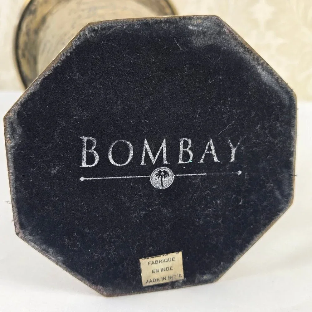 Vintage Bombay Vase Silverplate with Brass Detailing Octagon Shaped Base India
